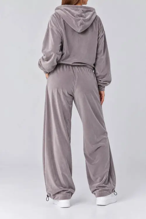 Women's velour sports suit, light powder color, 241R2001-20