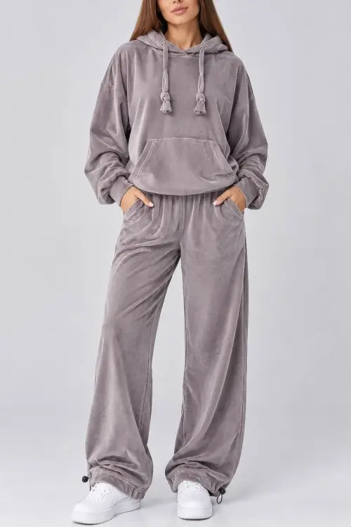 Women's velour sports suit, light powder color, 241R2001-20