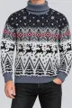 Men's New Year Sweater with High Neck, Denim Color, 214R24713 - Photo 1