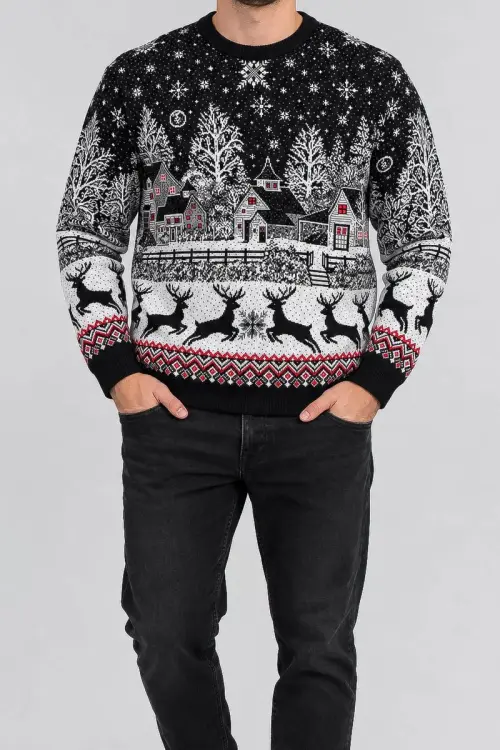 Men's Christmas Sweater, Black, 214R22605