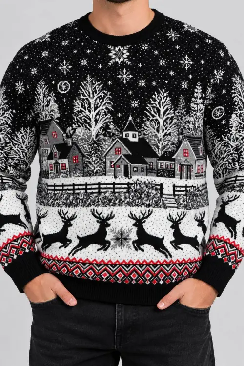 Men's Christmas Sweater, Black, 214R22605