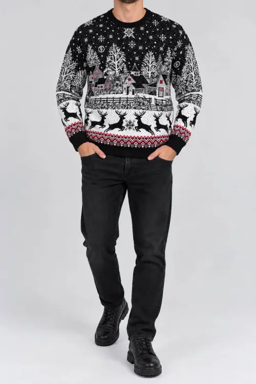 Men's Christmas Sweater, Black, 214R22605