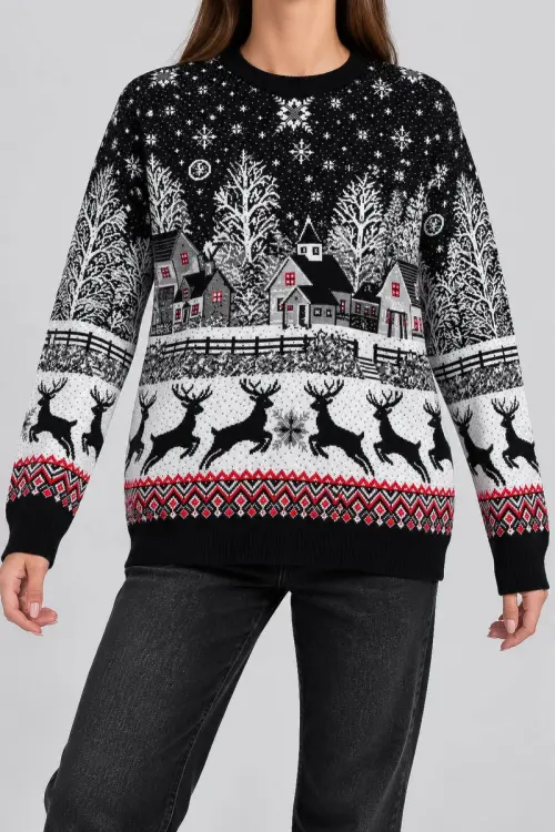Women's Christmas Sweater, Black, 214R22605-5