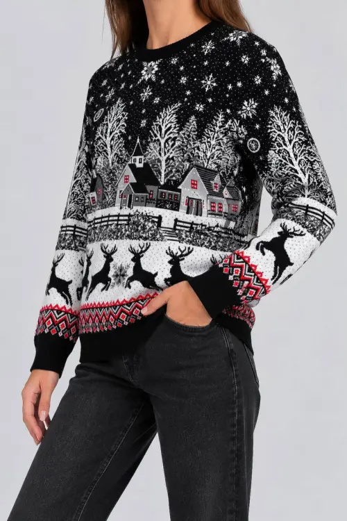 Women's Christmas Sweater, Black, 214R22605-5