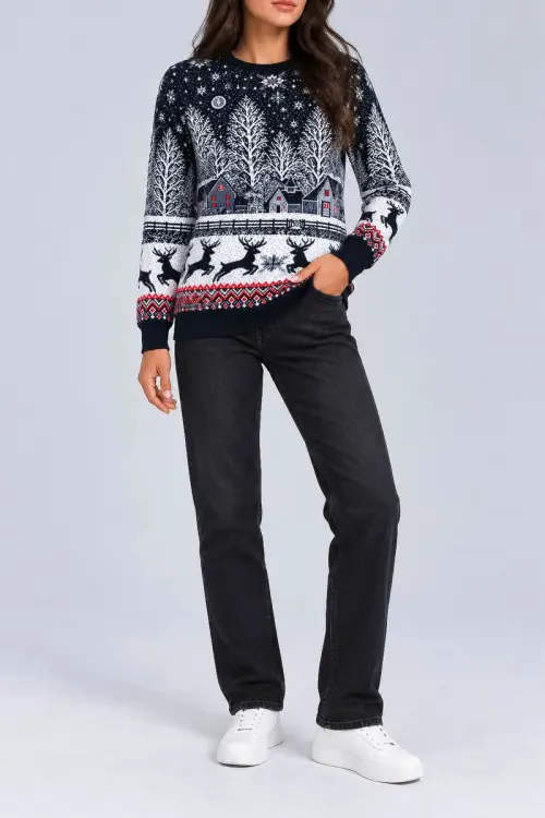 Women's Christmas Sweater, Blue, 214R22605-5