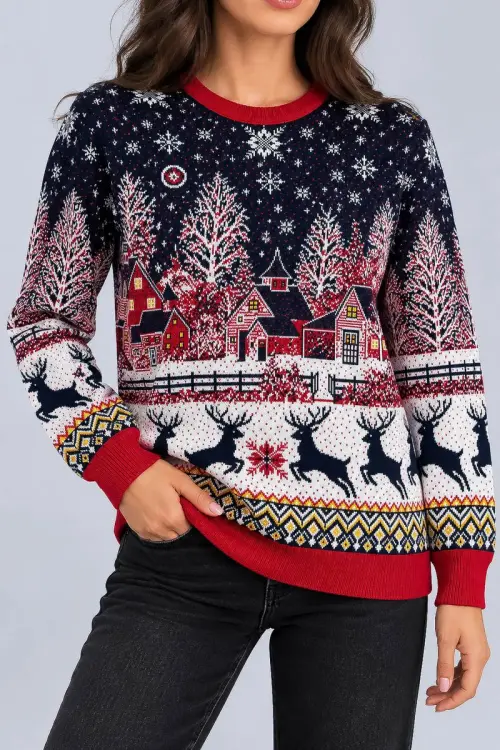 Women's Christmas Sweater, Red Color, 214R22605-5