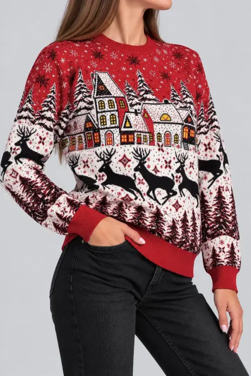 Women's Christmas Sweater, Red Color, 214R22601-5