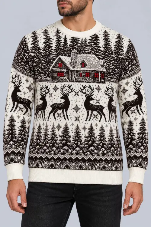 Men's Christmas Sweater, Beige Color, 214R21320