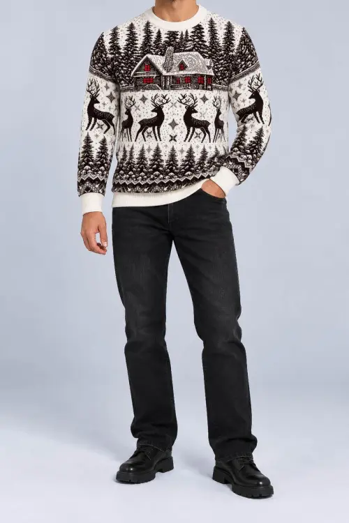 Men's Christmas Sweater, Beige Color, 214R21320
