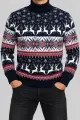 Men's New Year Sweater with High Neck, Navy Blue, 214R21305 - Photo 1