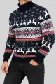 Men's New Year Sweater with High Neck, Navy Blue, 214R21305 - Photo 3