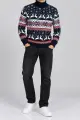 Men's New Year Sweater with High Neck, Navy Blue, 214R21305 - Photo 2