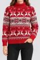 Women's New Year Turtleneck Sweater, Red, 214R21305-5 - Photo 1
