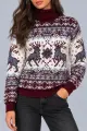 Women's Christmas Sweater, Burgundy Color, 214R21302-5 - Photo 2