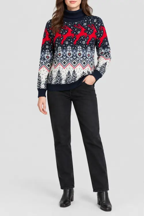 Women's Christmas Sweater, Blue, 214R21301-5