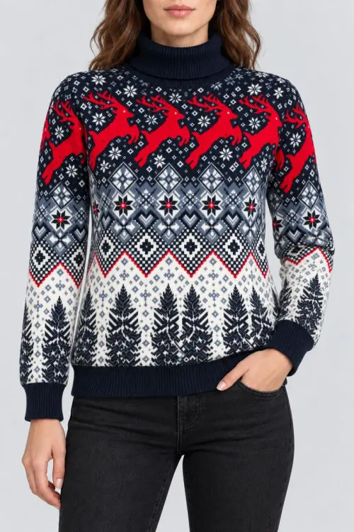 Women's Christmas Sweater, Blue, 214R21301-5