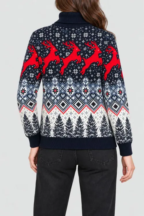 Women's Christmas Sweater, Blue, 214R21301-5