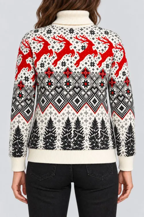 Women's Christmas Sweater, Cream Color, 214R21301-5