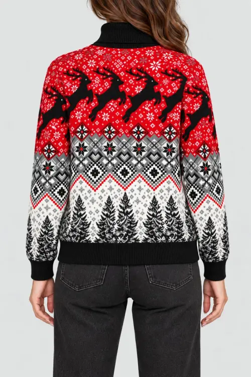 Women's Christmas Sweater, Red Color, 214R21301-5