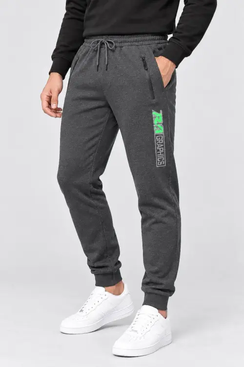 Men's Sports Pants on Fleece, Grey Color, 129R6125