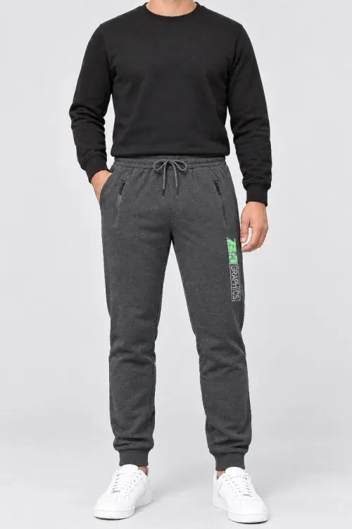 Men's Sports Pants on Fleece, Grey Color, 129R6125