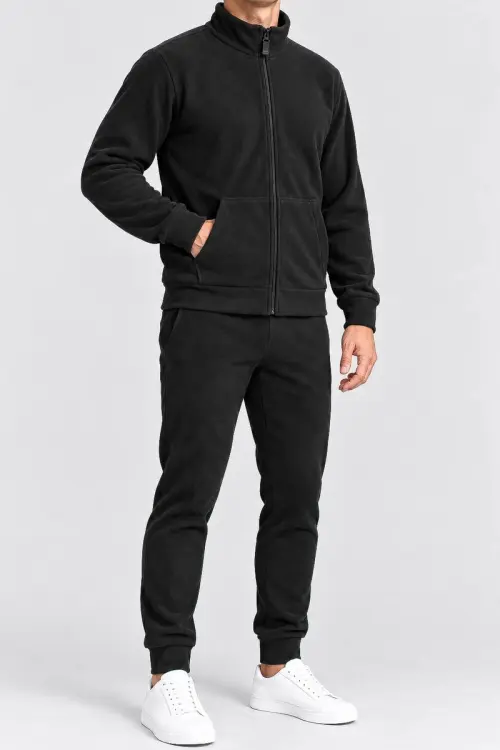 Men's fleece sports suit, black color, 257R661
