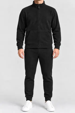 Men's fleece sports suit, black color, 257R661