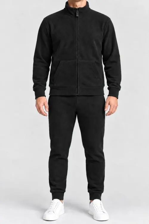 Men's fleece sports suit, black color, 257R661