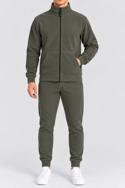 Men's Sports Suit on Fleece, Khaki Color, 257R661