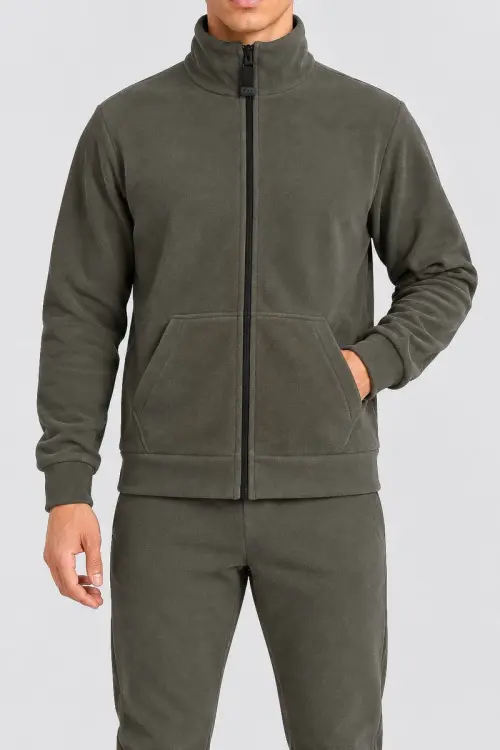 Men's Sports Suit on Fleece, Khaki Color, 257R661