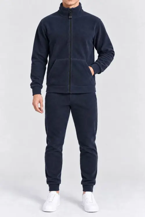 Men's fleece sports suit, dark blue color, 257R661