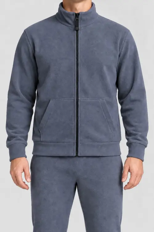 Men's fleece sports suit, grey color, 257R661