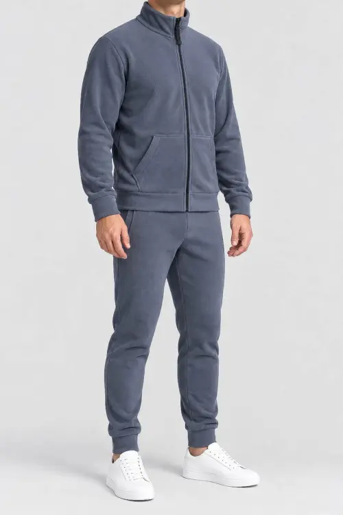 Men's fleece sports suit, grey color, 257R661