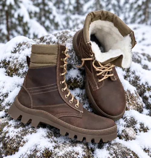 Winter Boots Crazy Horse Coyote from Genuine Leather