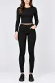 Джинси жіночі однотонні Slim fit, колір чорний, 244RF-81739 - Фото 2