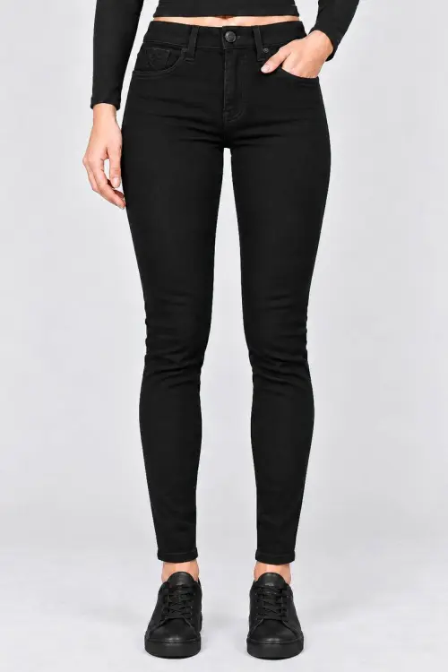 Джинси жіночі однотонні Slim fit, колір чорний, 244RF-81739