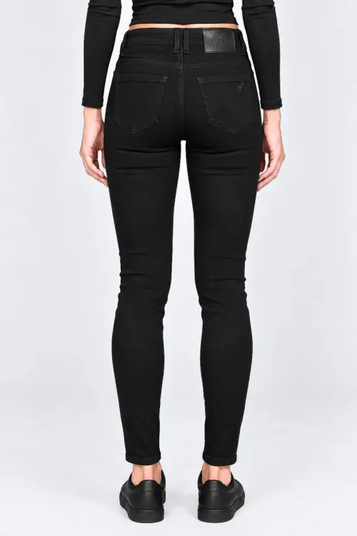 Джинси жіночі однотонні Slim fit, колір чорний, 244RF-81739