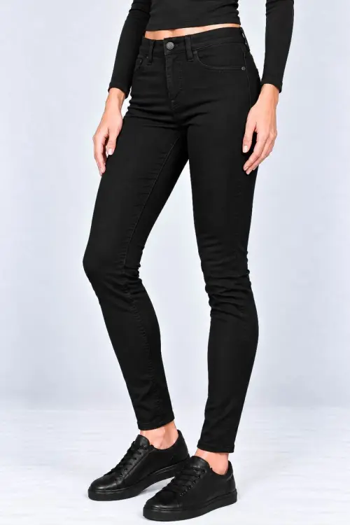 Джинси жіночі однотонні Slim fit, колір чорний, 244RF-81739