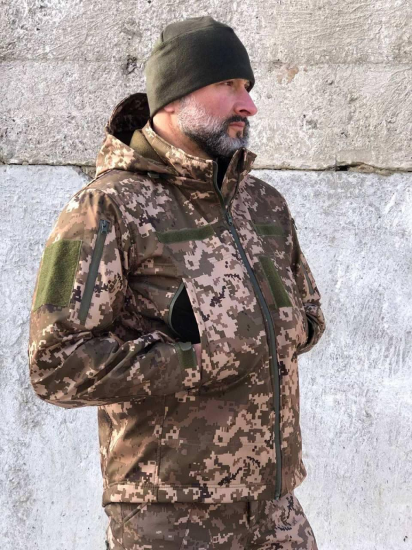 Тактична куртка Soft Shell Піксель Демі
