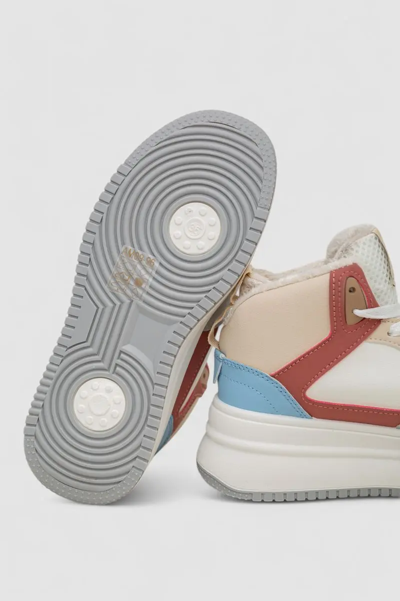 Кросівки жіночі зимові на хутрі, колір біло-червоний, 248RAM09-96