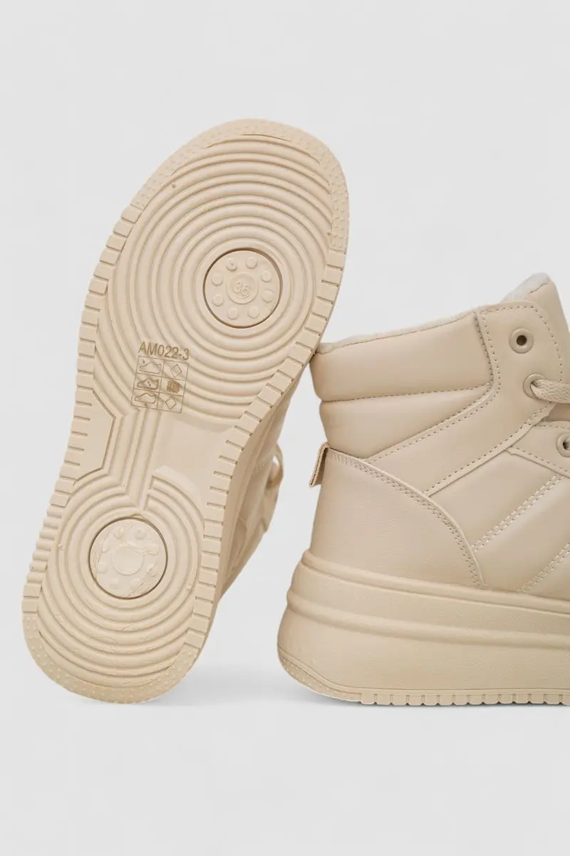Кросівки жіночі зимові на хутрі, колір бежевий, 248RAM022