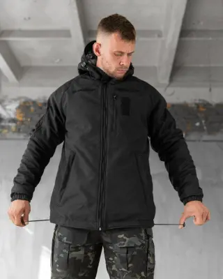 Winter Tactical Soft Shell Jacket with Omni-Heat Insulation, Black