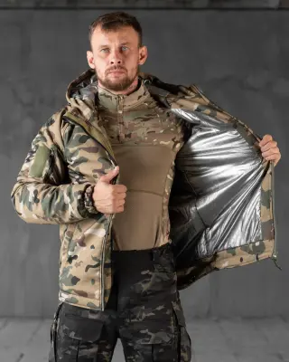 Зимова тактична куртка Soft Shell з утепленням Omni-Heat мультикам