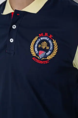 Поло чоловіче з принтом, колір темно-синій, 247R317