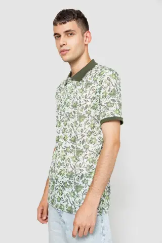 Поло чоловіче котонове, колір молочно-зелений, 247R304