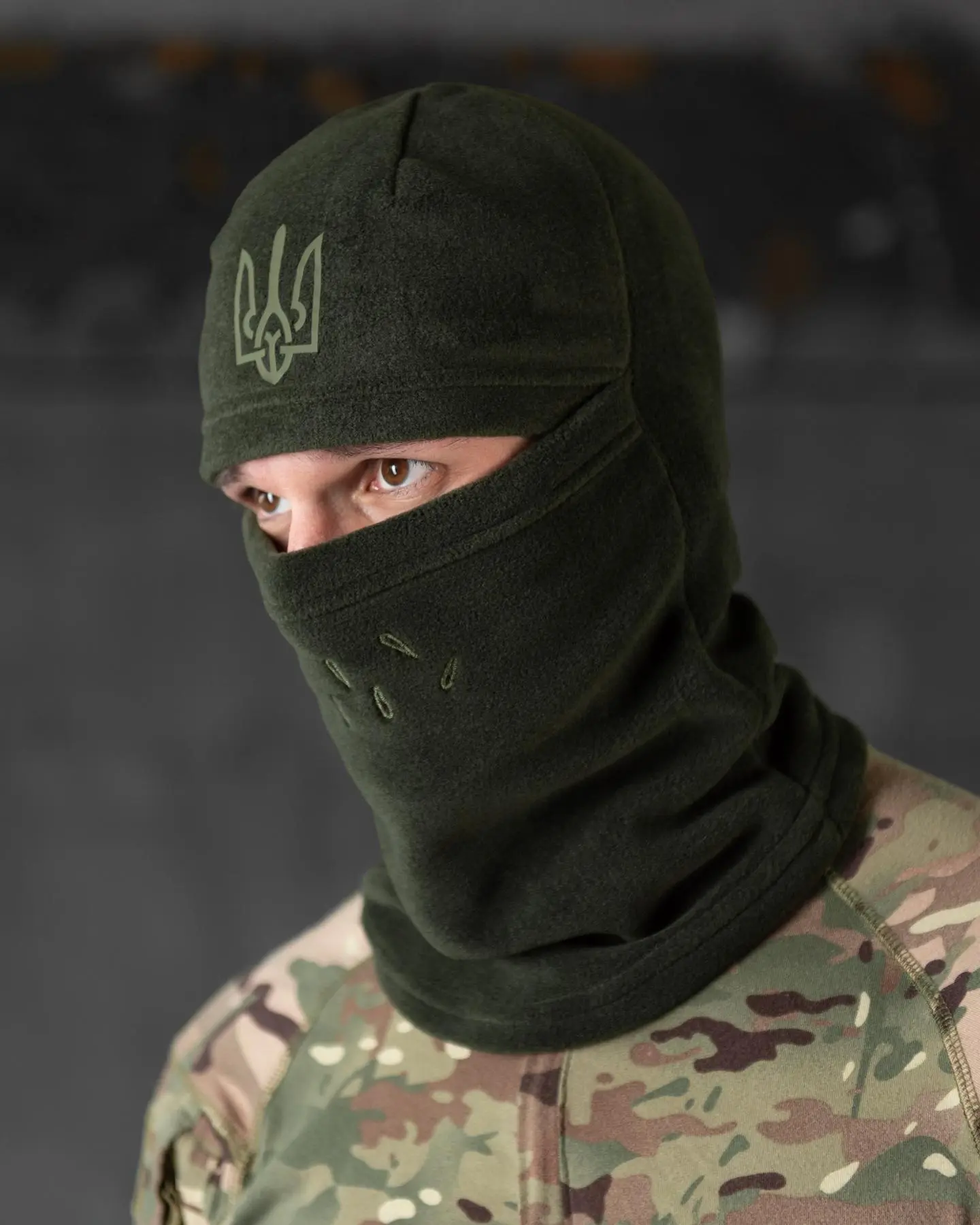 Балаклава флісова з гербом хакі