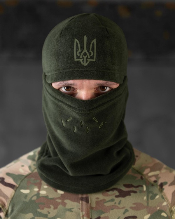 Балаклава флісова з гербом хакі