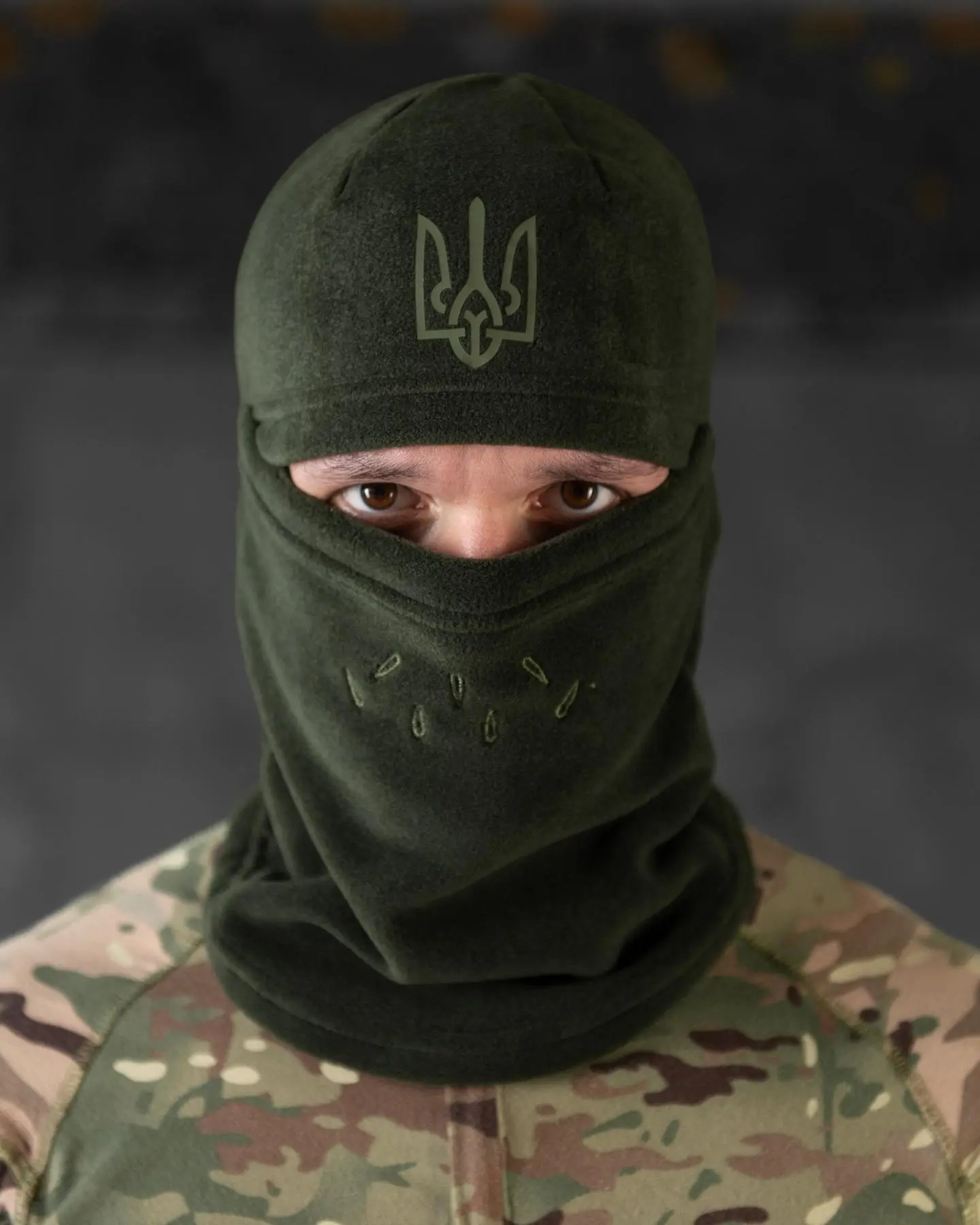 Балаклава флісова з гербом хакі