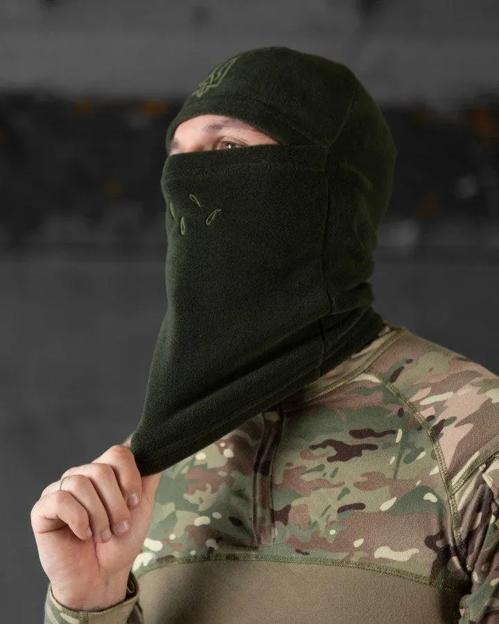 Балаклава флісова з гербом хакі