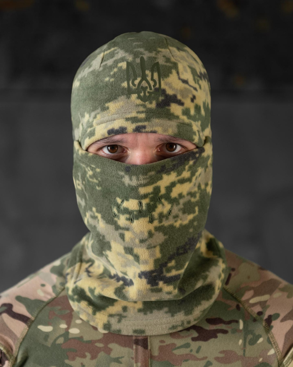 Балаклава флісова з гербом піксель
